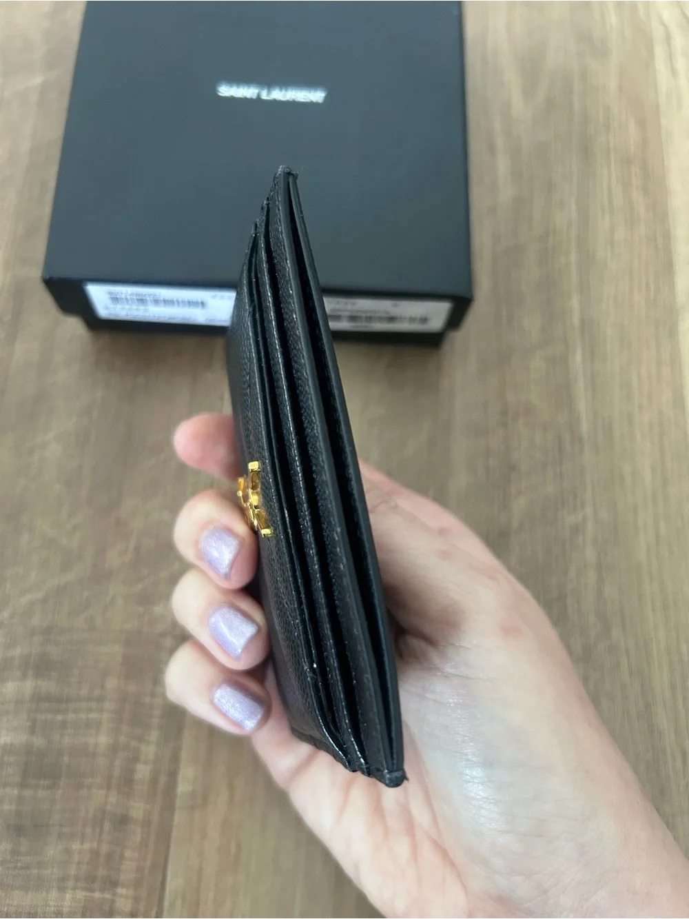 Saint Laurent Black Quilted Card Case with Gold YSL Logo - Picture 6 of 8